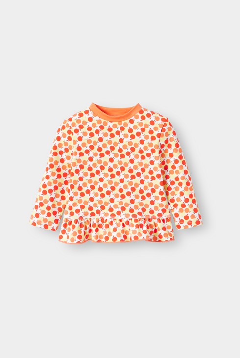 Camiseta de baño antirrayos UV naranja bebé niña 1