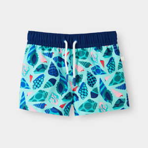 Short de bain imprimé coquillages bleu garçon