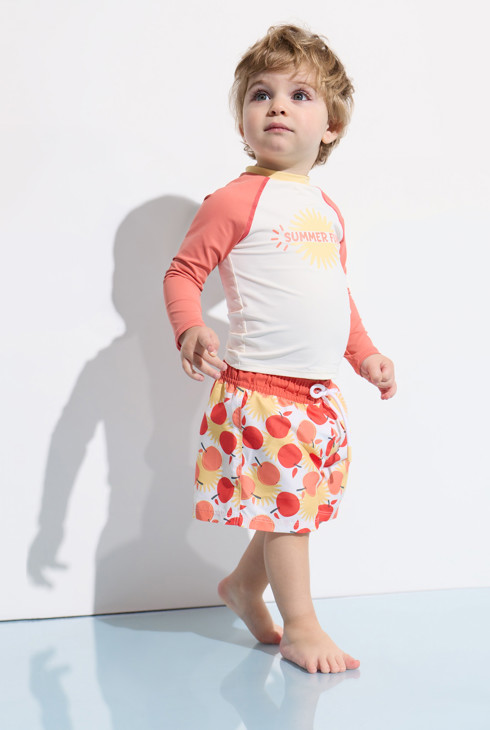 T-shirt anti UV orange bébé garçon 1