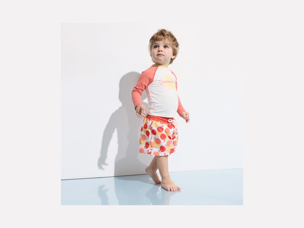 T-shirt anti UV orange bébé garçon 1