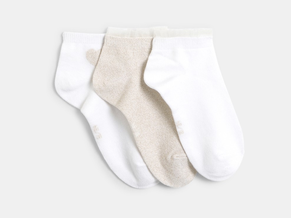 Socquettes irisées blanc fille (lot de 3) 1