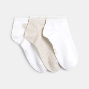 Socquettes irisées blanc fille (lot de 3)