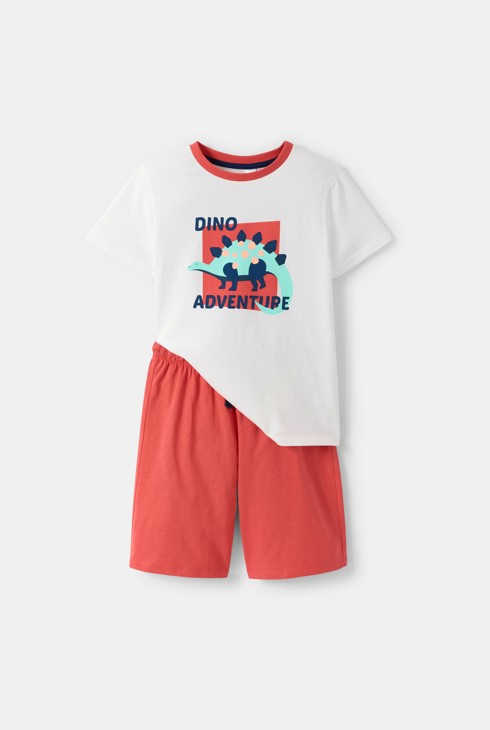 Pyjama court dinosaure rouge garçon 1