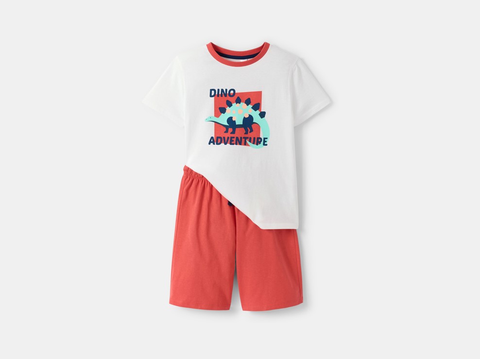 Pyjama court dinosaure rouge garçon 1