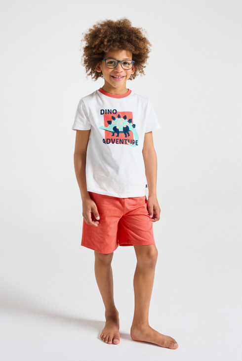 Pyjama court dinosaure rouge garçon 1