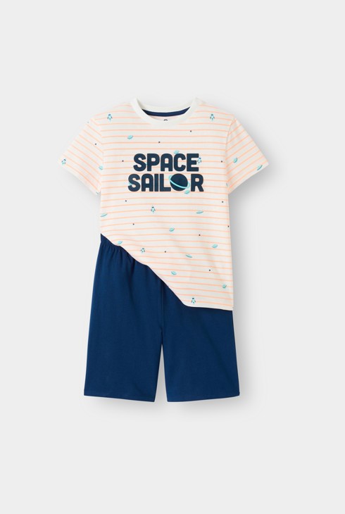 Ensemble de pyjama à rayures orange garçon 1