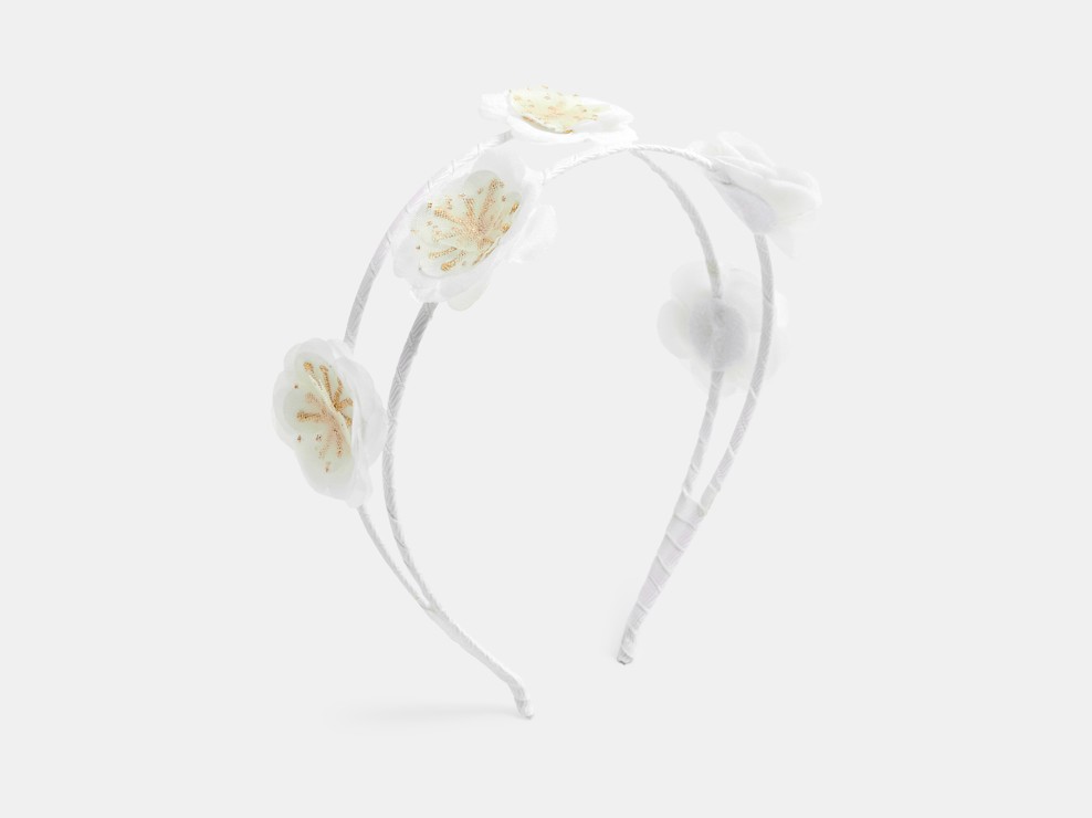 Witte gebloemde meisjeshoofdband 1
