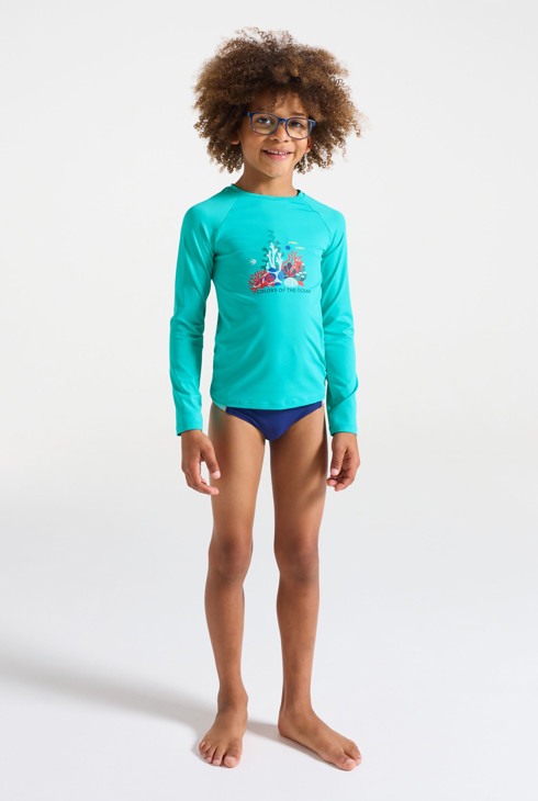 T-shirt de bain manches longues bleu garçon 1