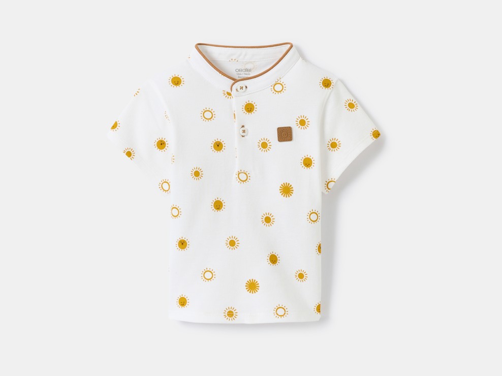 Polo blanc estampat sol bebè nen 2