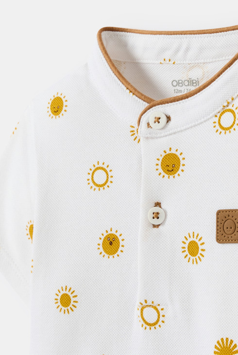 Polo blanc imprimé soleil bébé garçon