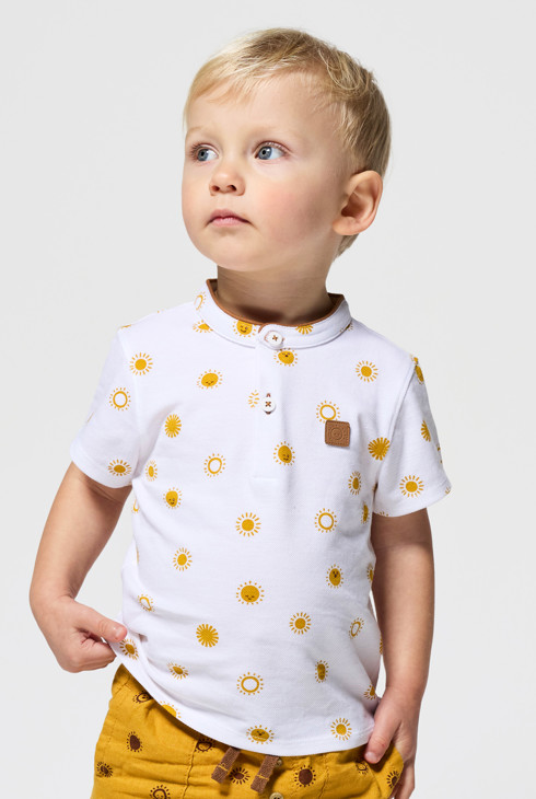 Polo blanc imprimé soleil bébé garçon 1