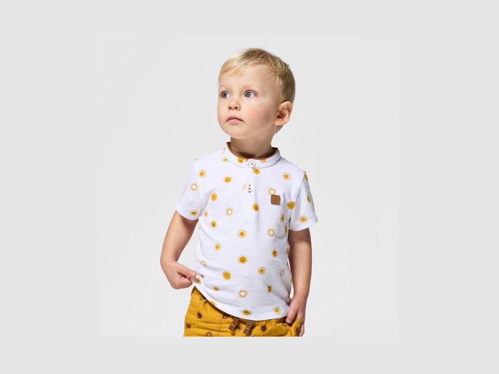 Polo blanc estampat sol bebè nen 1