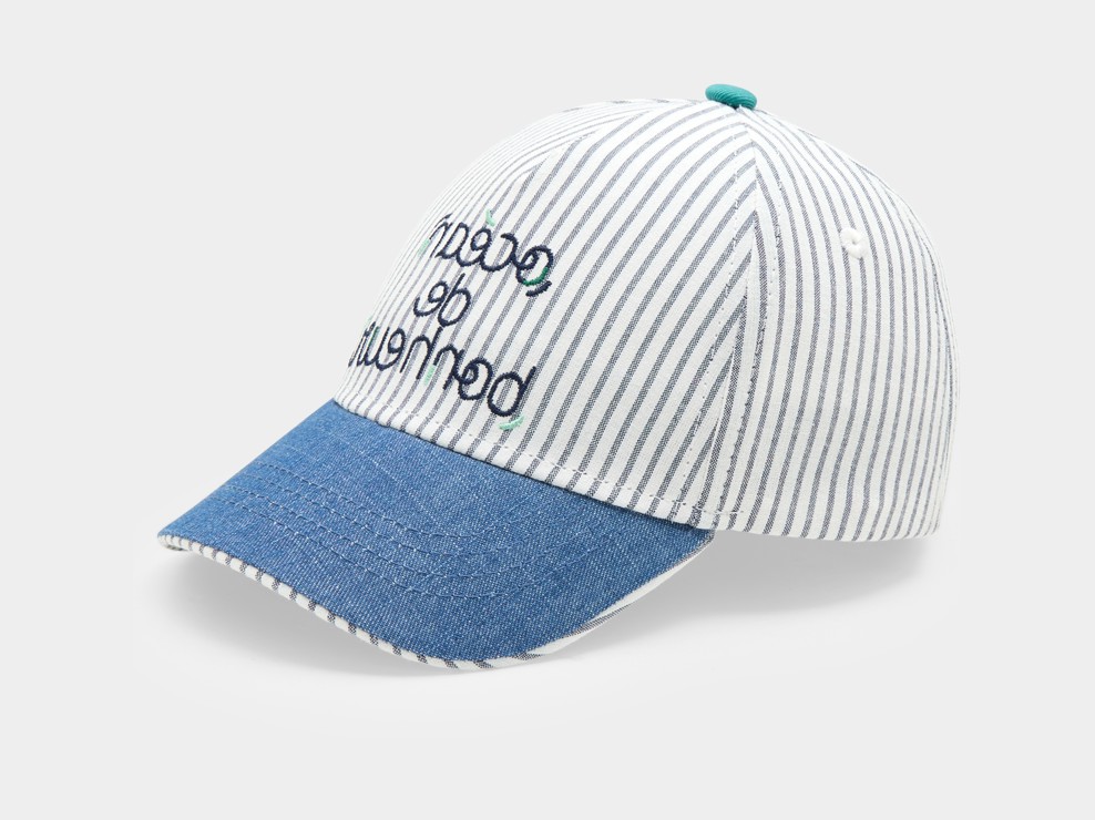 Casquette blanche rayée en denim bébé garçon 1