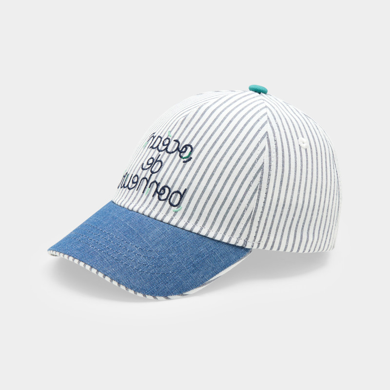 Weiß gestreifte Jeansmütze für Jungen