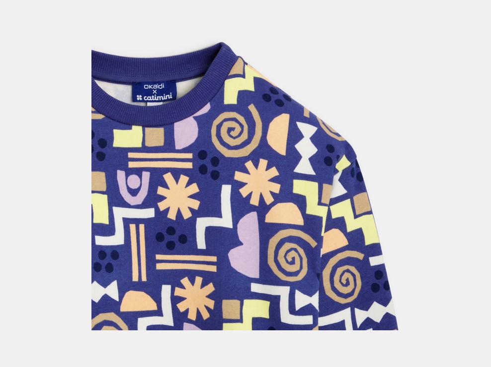 Sweat Catimini bleu à motifs 2