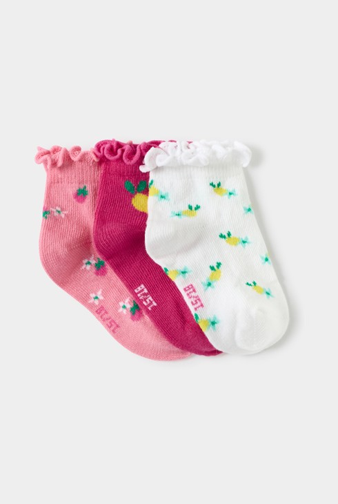 Lot de chaussettes roses fleuries bébé fille 1