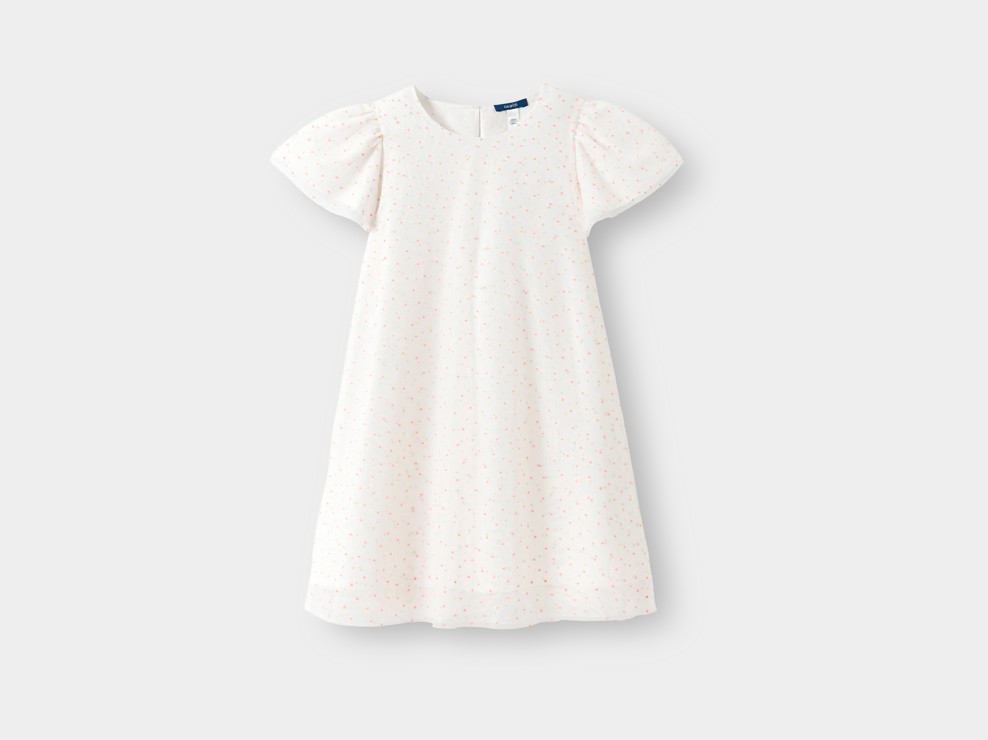 Robe blanche imprimée pois fille 2