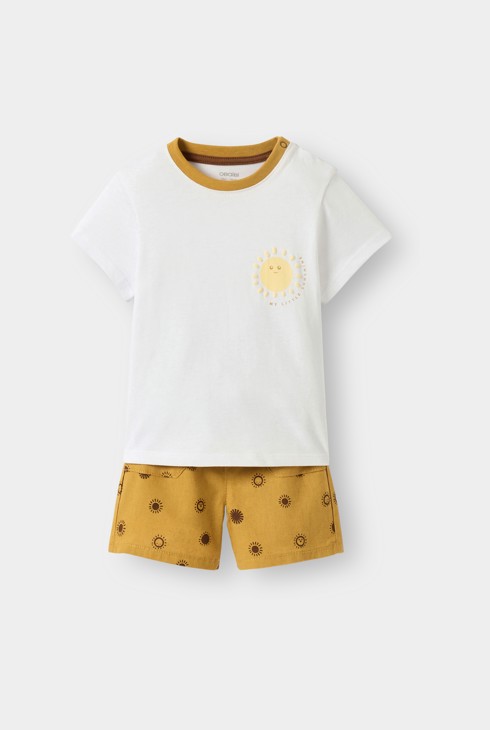 T-shirt et bermuda jaune bébé garçon 2