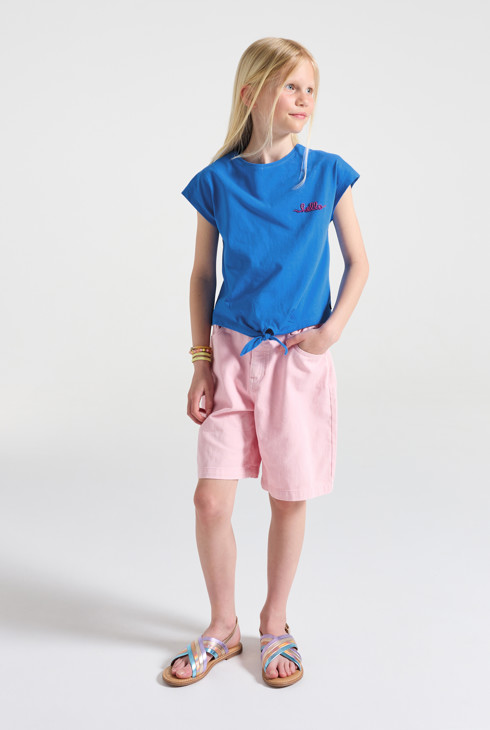 T-Shirt Schleife blau Mädchen 1