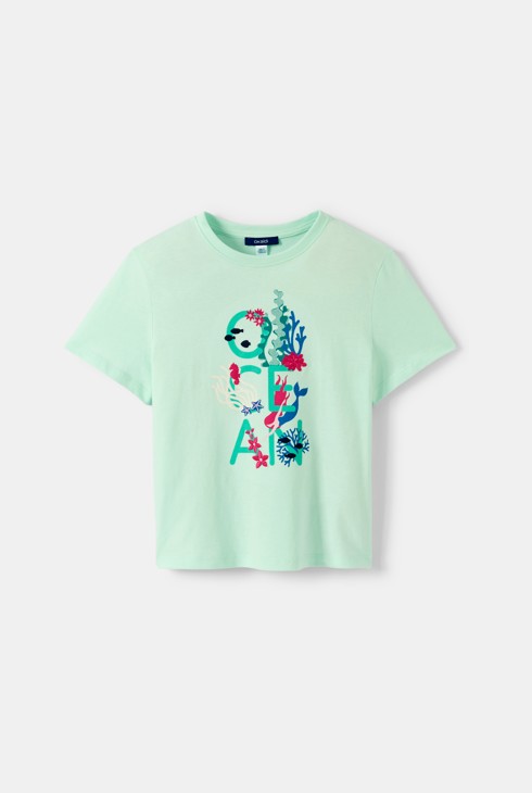 Girl's green ocean T-shirt 2