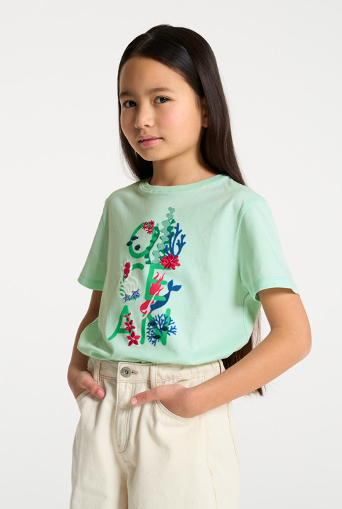 Girl's green ocean T-shirt 1