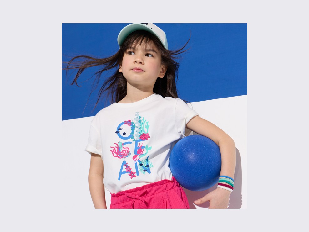T-shirt océan blanc fille 1