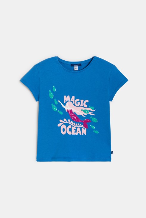 T-shirt sirène bleu fille 1