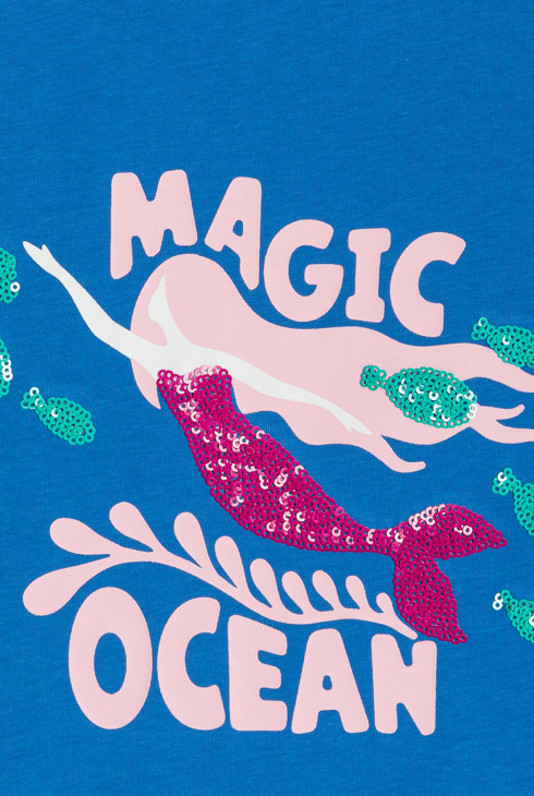 T-shirt sirène bleu fille 2