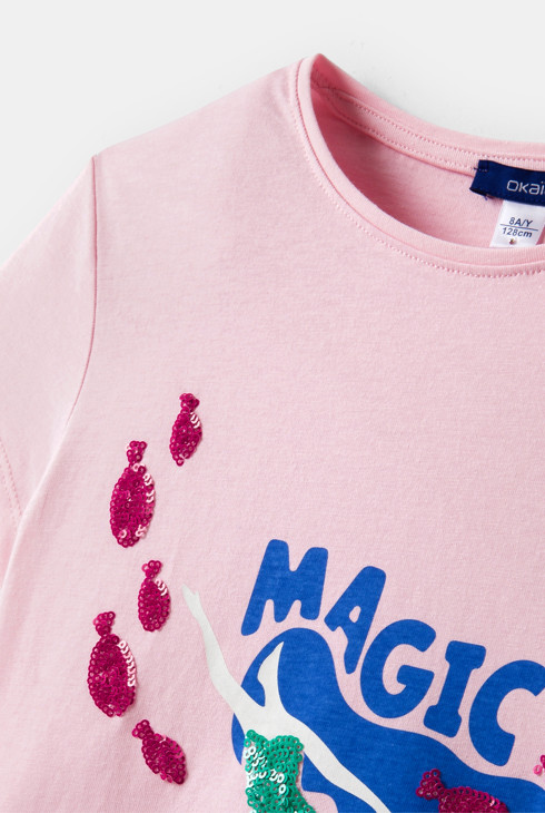 Camiseta sirena rosa niña 2