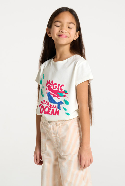 T-shirt sirène blanc fille 1