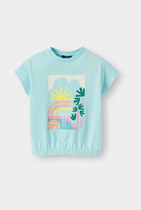 T-shirt bleu à motif fille 2