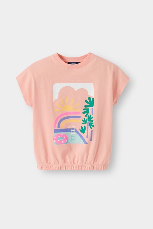 T-shirt rose à motif fille 1