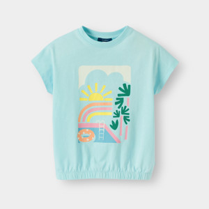 T-shirt bleu à motif fille