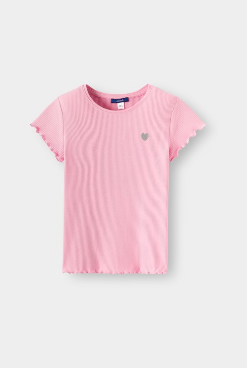 T-Shirt gerippt rosa Mädchen 2