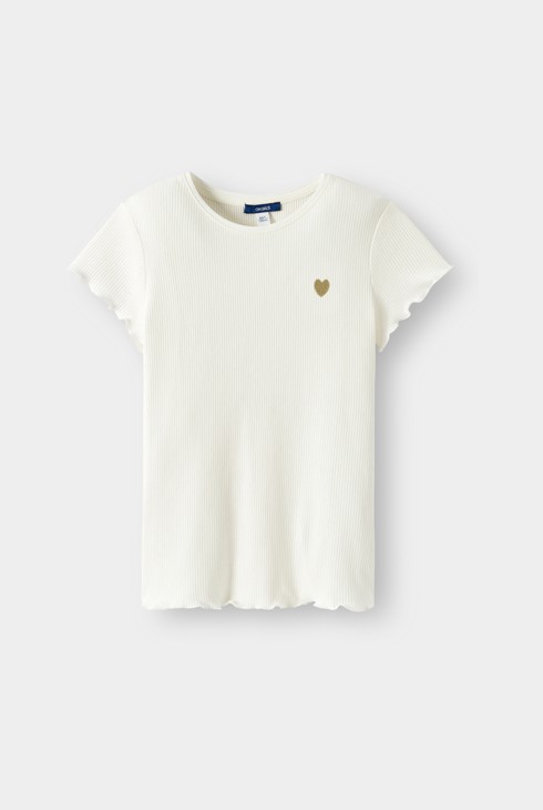 T-Shirt gerippt weiß Mädchen 2