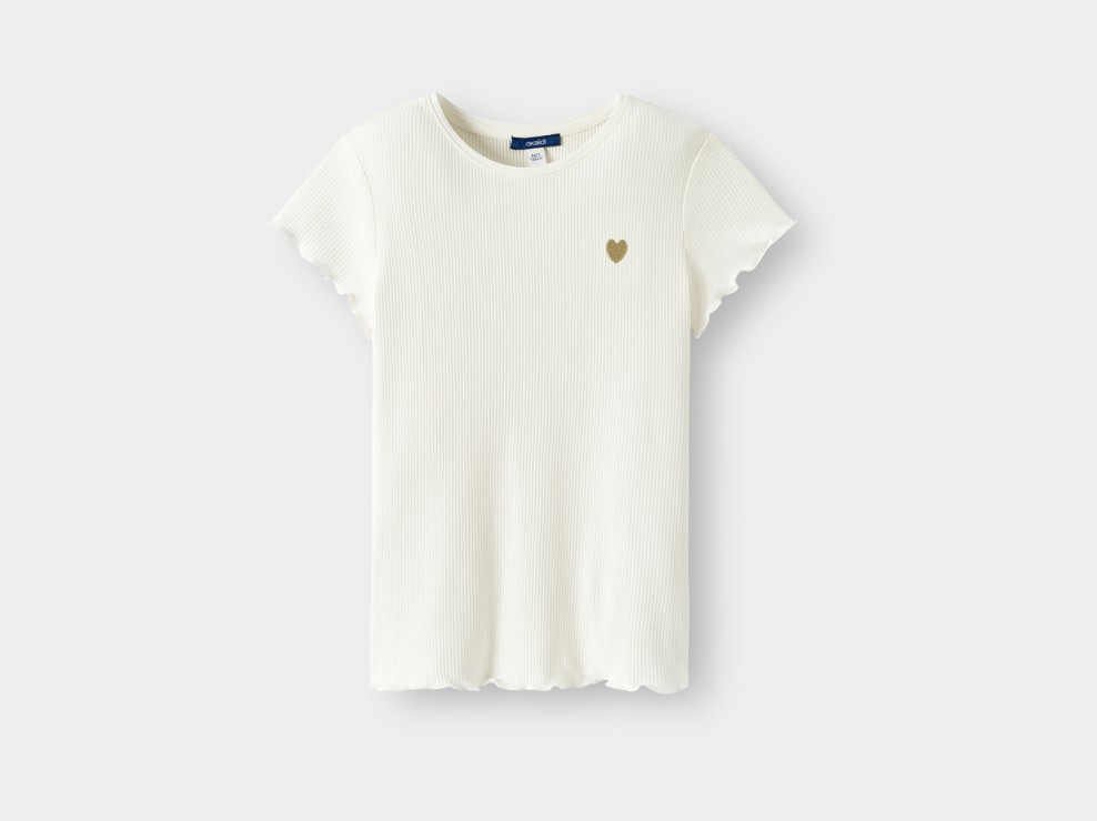 T-Shirt gerippt weiß Mädchen 2