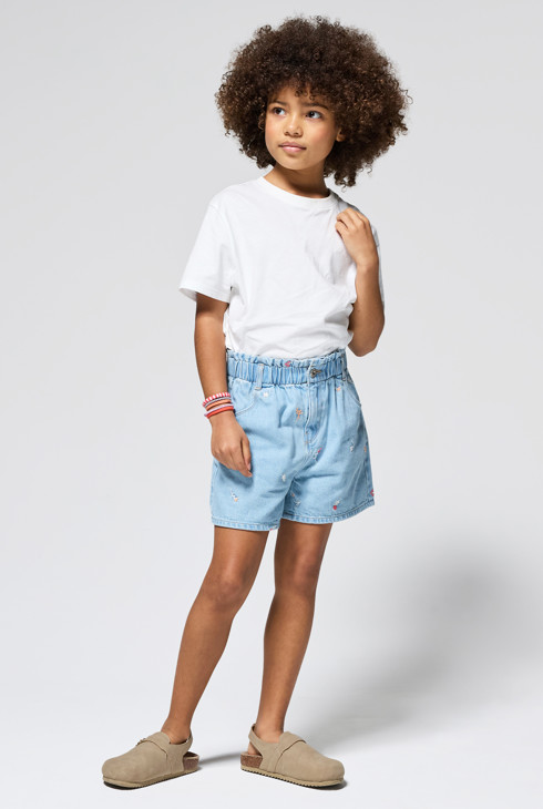 T-Shirt gerippt weiß Mädchen 1