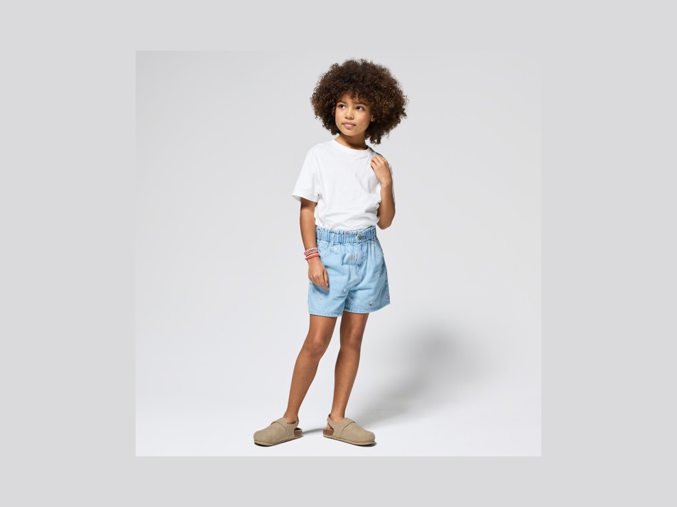 T-Shirt gerippt weiß Mädchen 1