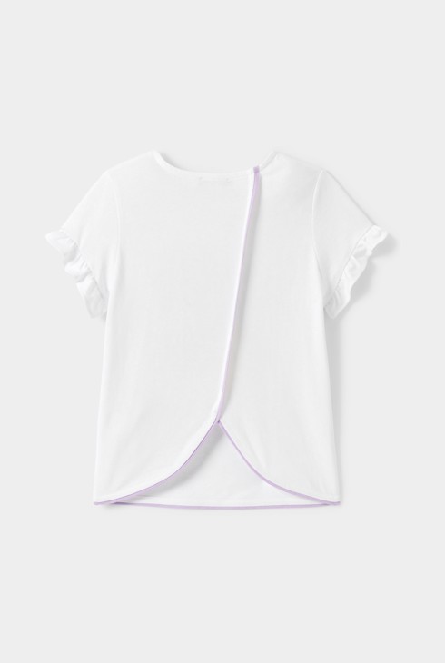 Girl's pink short-sleeve T-shirt with slogan 2