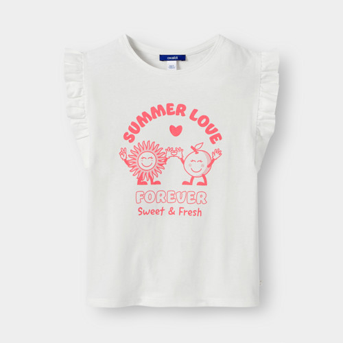 T-shirt Blanc À Message Fille - Blanc Écru - 10A - OKAIDI