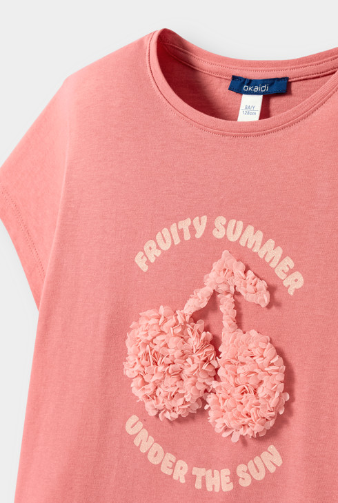 T-Shirt Kirschen rosa Mädchen