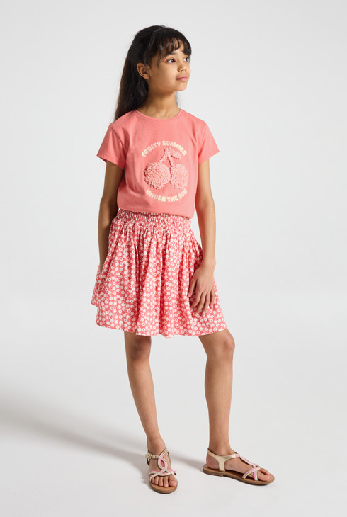 Camiseta cerezas rosa niña 1