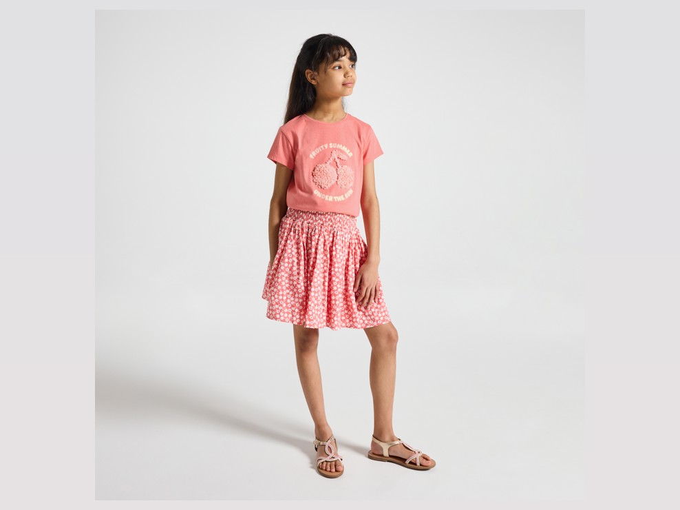 T-shirt cerises rose fille 1