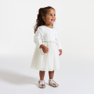 Schickes Kleid Materialmix weiß Kleinkind Mädchen