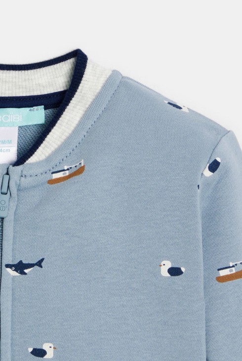 Sweat zippé teddy bleu bébé garçon