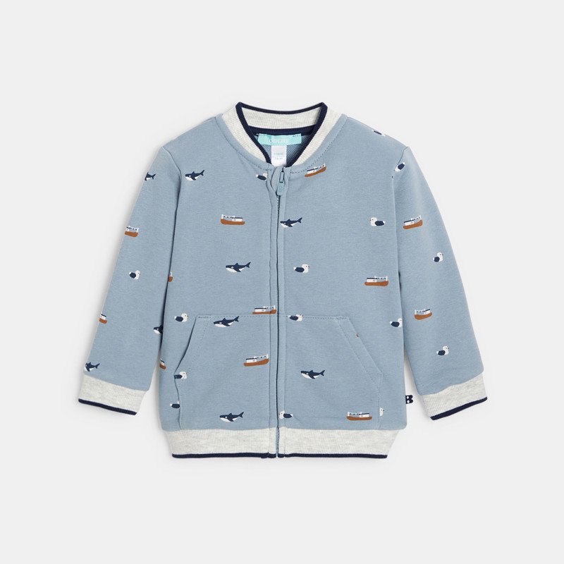 College-Sweatshirt Reißverschluss blau Kleinkind Junge