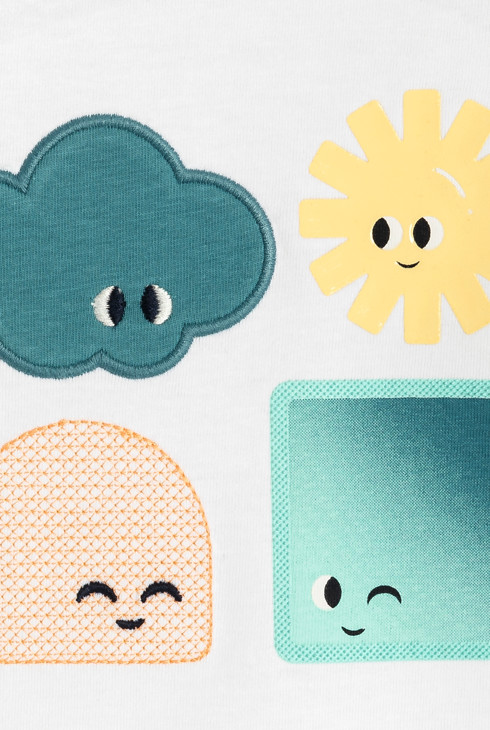 Wit T-shirt met lange mouwen en motiefje voor babyjongens 2