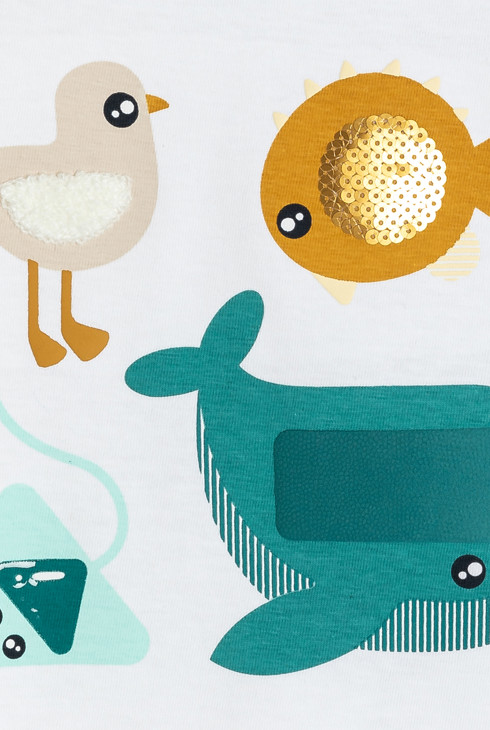 T-shirt blanc manches courtes à motif animalier bébé garçon 2