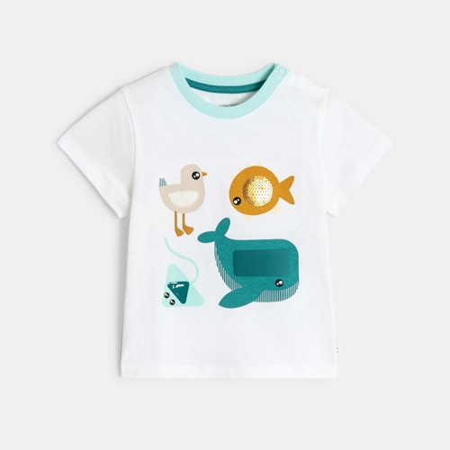 T-shirt Blanc Manches Courtes À Motif Animalier Bébé Garçon - Blanc - 5A - OBAIBI