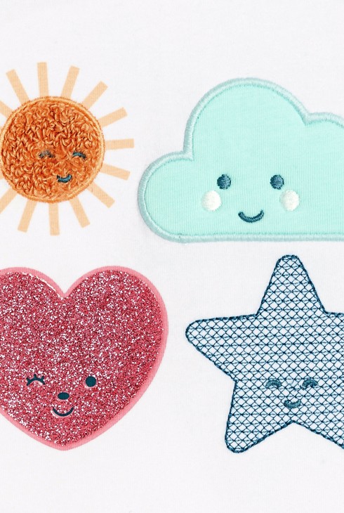 Wit T-shirt met lange mouwen en motief voor babymeisjes 2